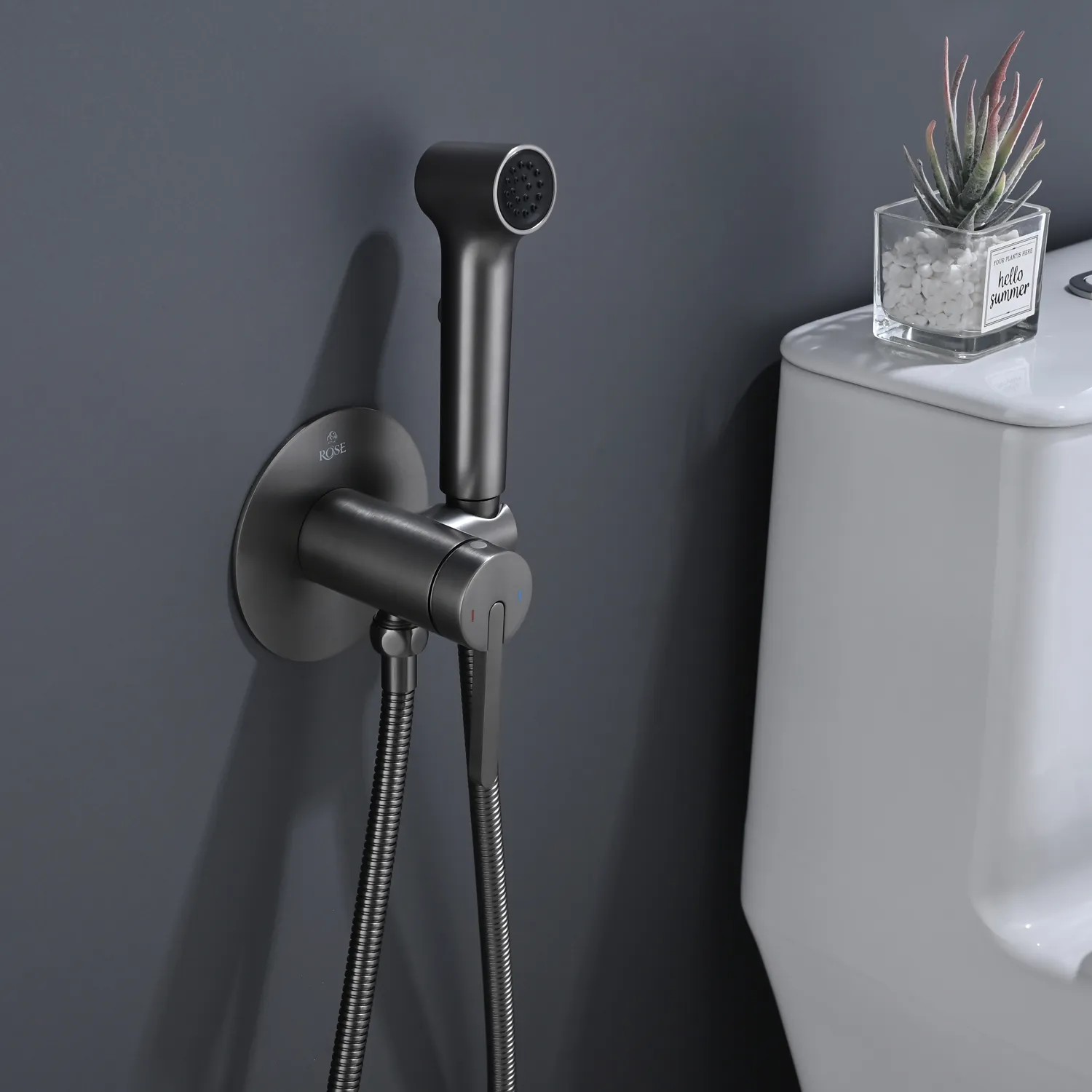 Гигиенический душ со смесителем Rose R235T, оружейная сталь