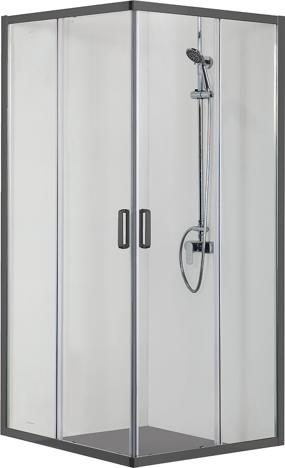 AQ ARI KV 09020BL Душевой уголок AQUATEK квадратный, двери раздвижные 900x900x2000 профиль черный, стекло прозрачное