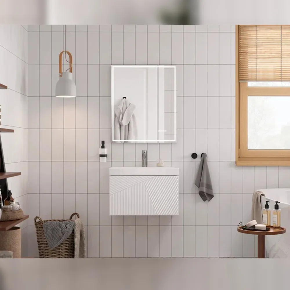 Тумба с раковиной подвесная Velvex Edge tp.EDG.9696.60.1Y белый глянец, 60 см