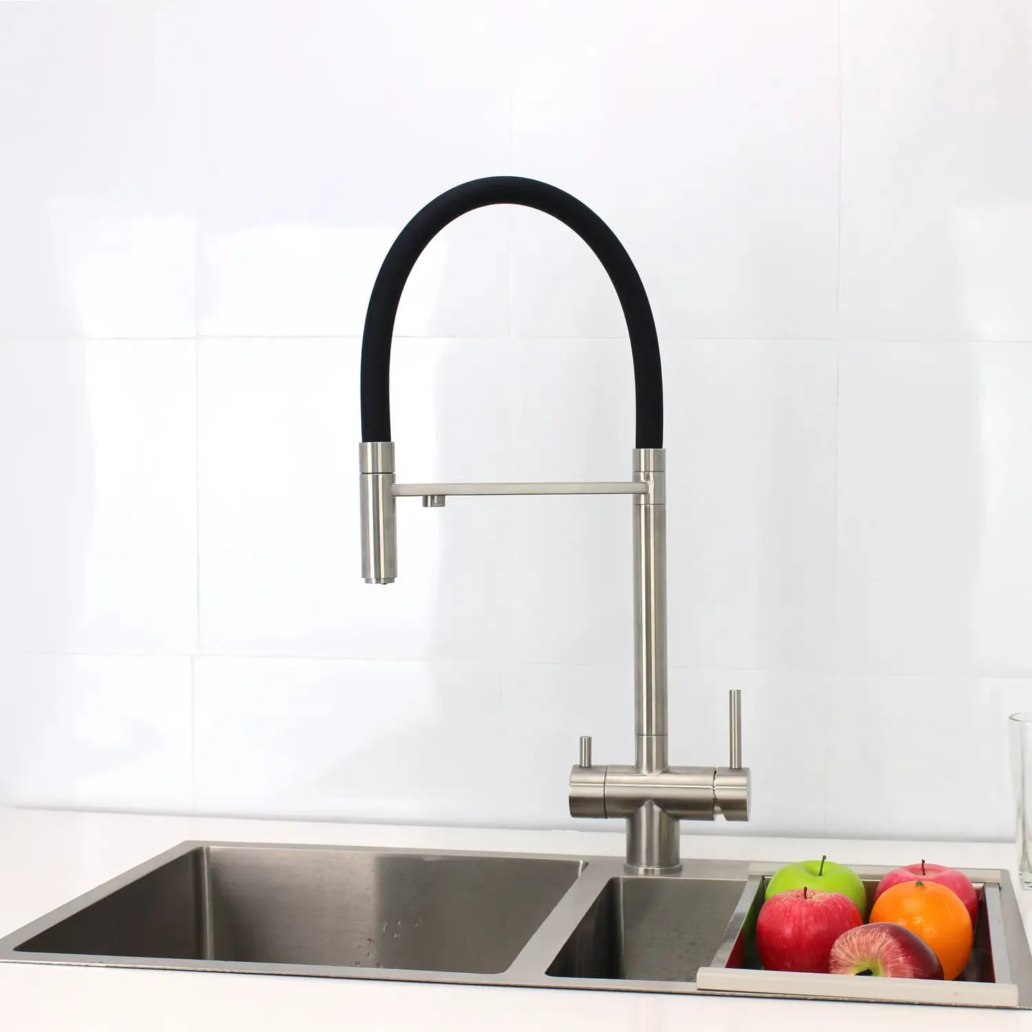 Смеситель для кухни с гибким изливом и подключением фильтра Maretti Calabria S CAS31RGF19, сатин