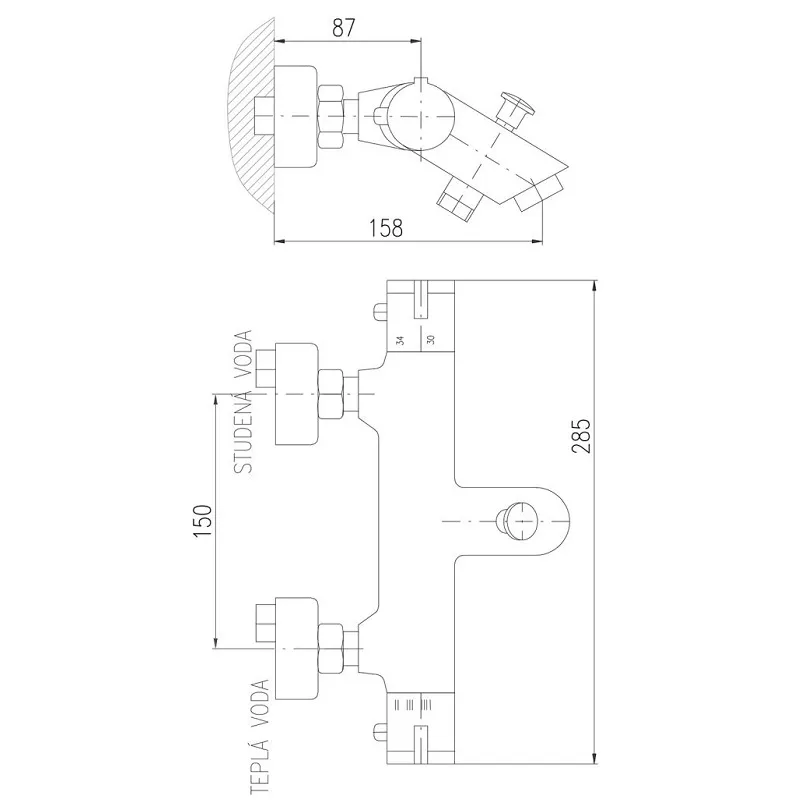 Смеситель для ванны Rav Slezak Dunaj Termostat TRM54.5