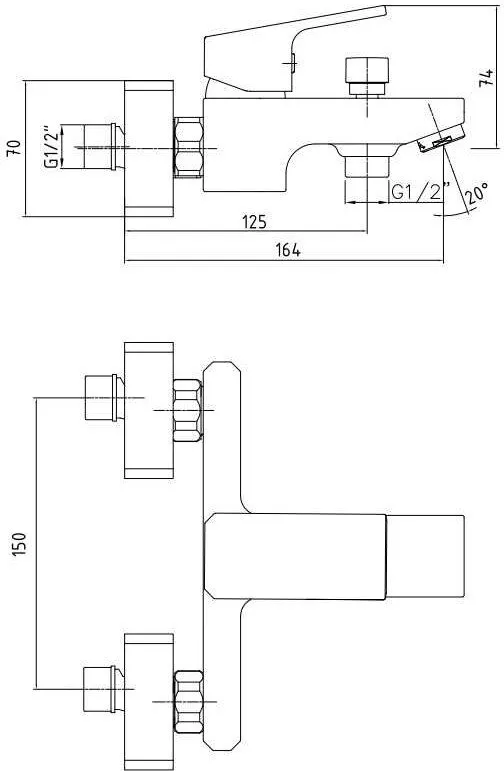 Смеситель для ванны E.C.A Tiera 103502469EX