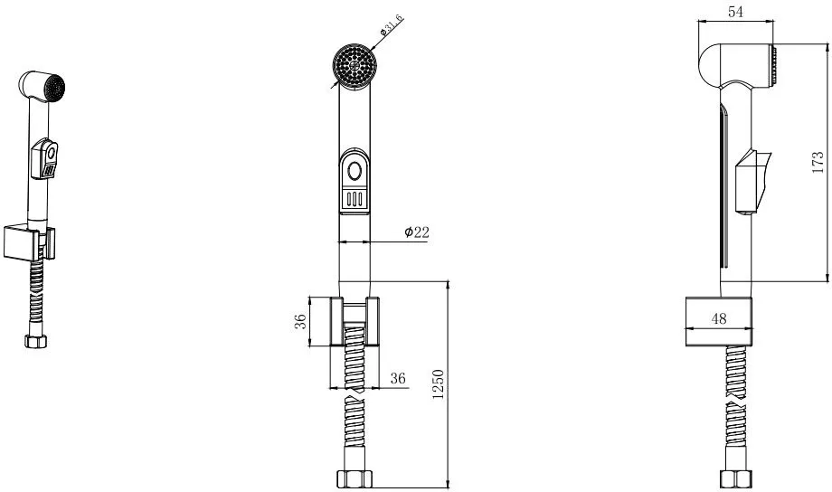 Гигиенический ручной душ AQUATEK AQ2050CR, со шлангом 125 см и держателем