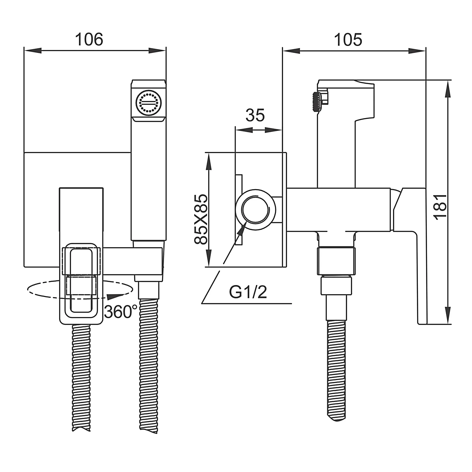 Гигиенический душ со смесителем GAPPO G7217-1, хром