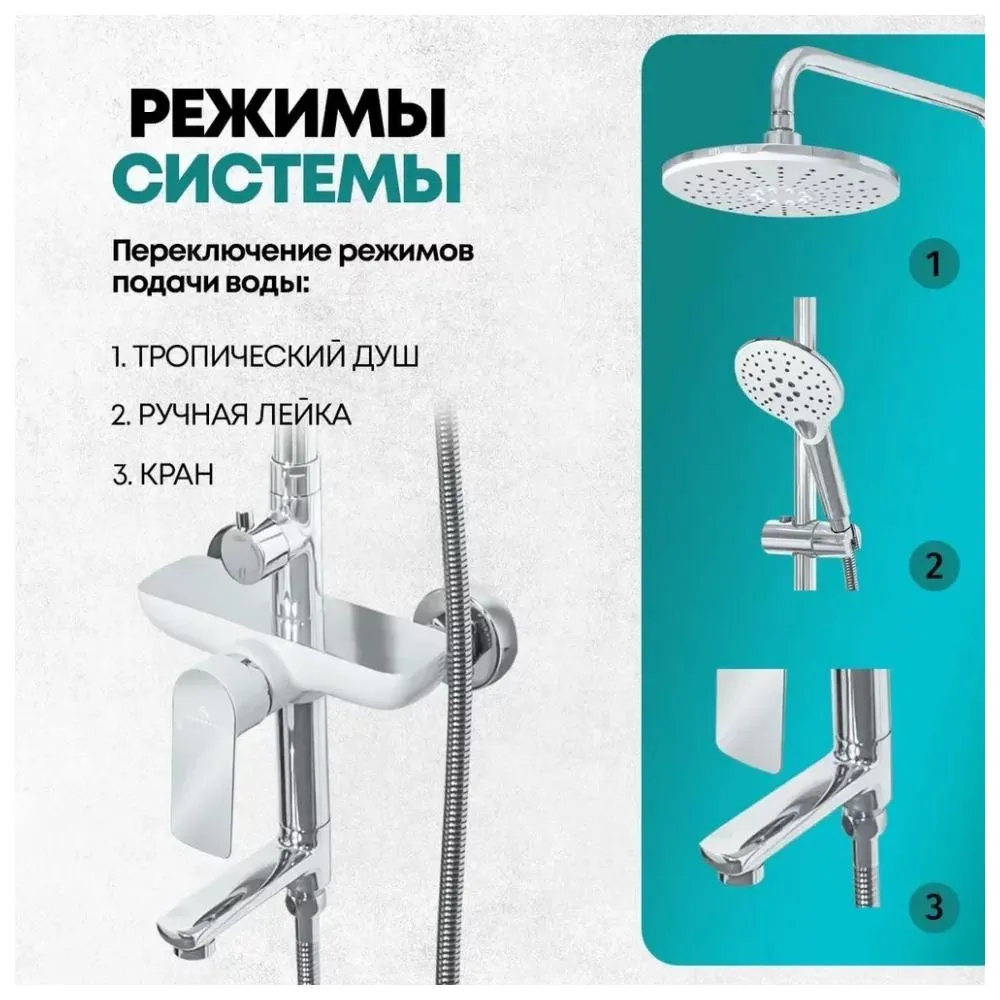 Душевая система Grocenberg GB7009WC, белый/хром