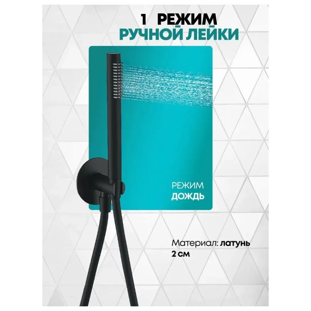 Душевая система встраиваемая (без излива) Grocenberg GB5020BL, черный