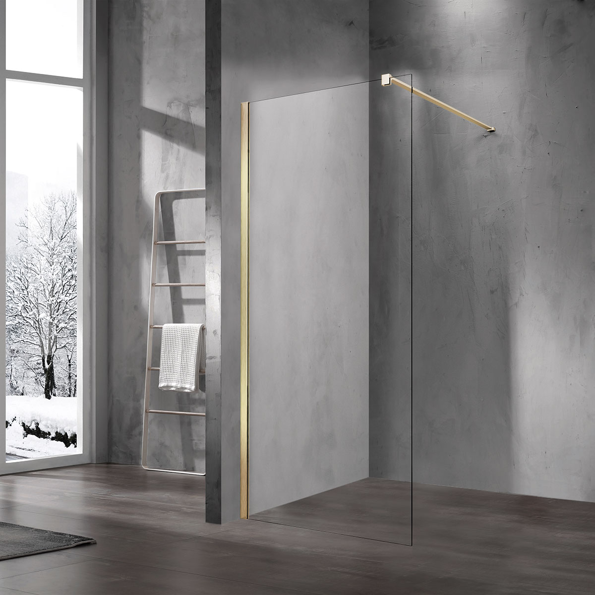 Душевая перегородка Vincea Walk-In (VSW-1H800CLG) 800х2000 мм, матовый золотой, стекло прозрачное