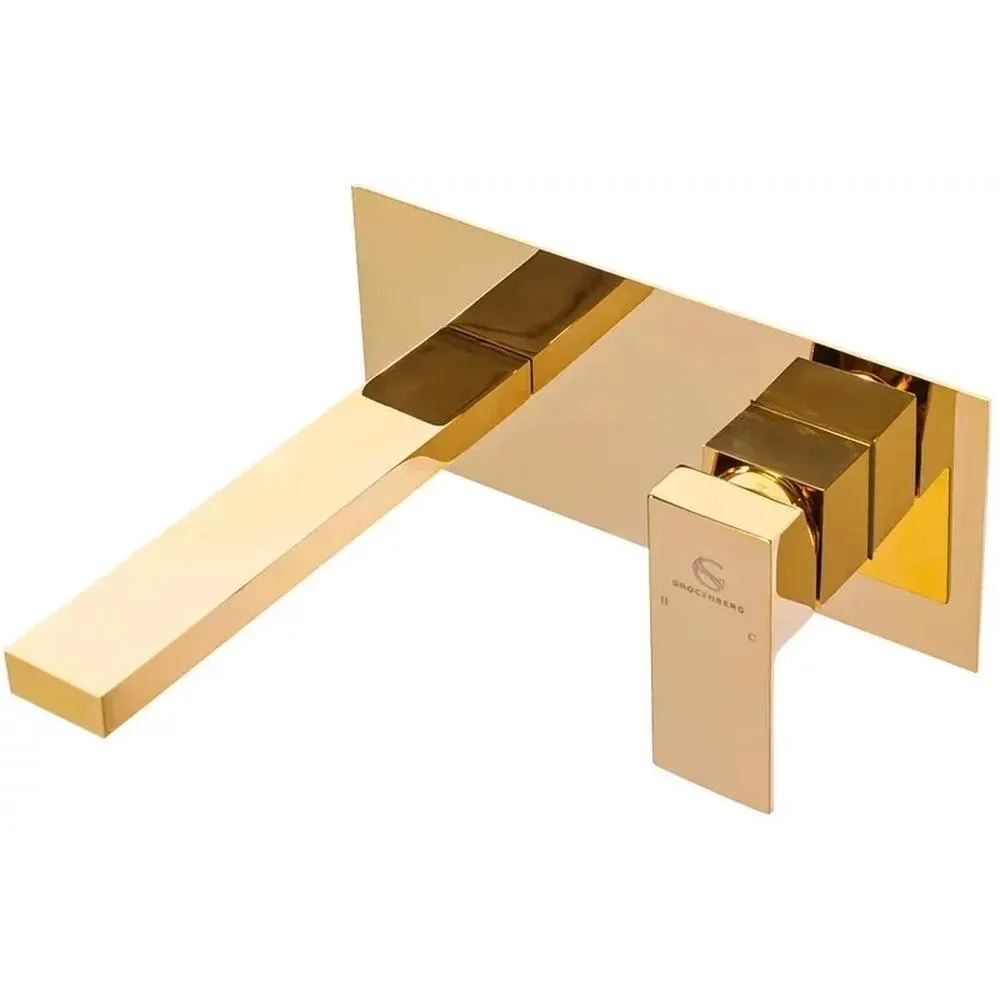 Смеситель для раковины встраиваемый Grocenberg GB588GO, золото