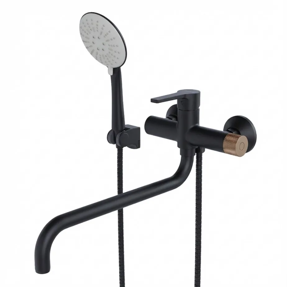 Смеситель для ванны и раковины 35k MIXLINE МЛ23-02(ML23-02) "Раунд" ЧЕРНЫЙ (557902)