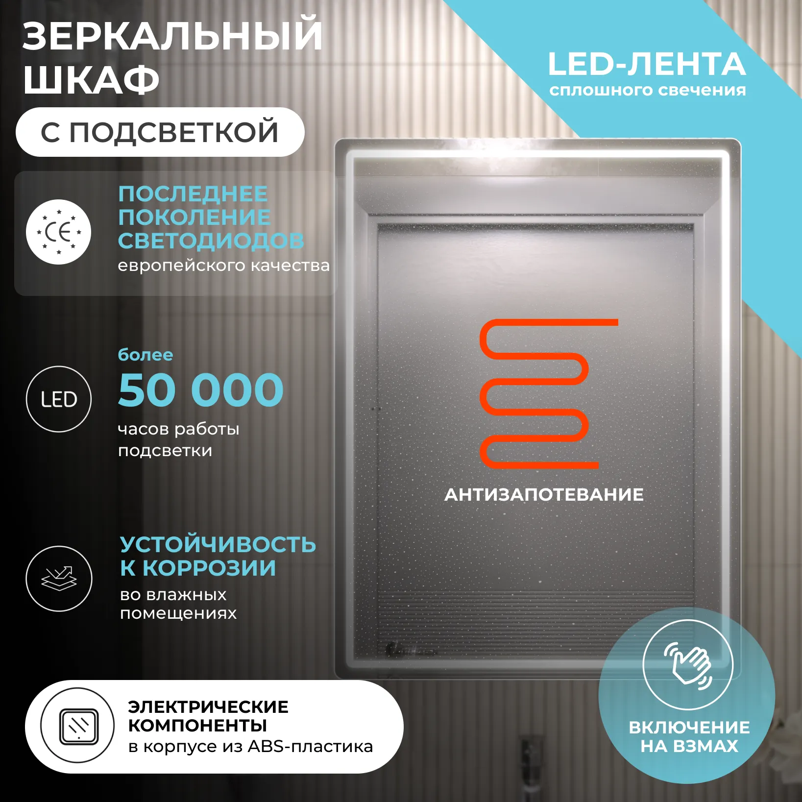 Шкаф VIGO навесной Geometry Comfort 600 с зеркалом (220)