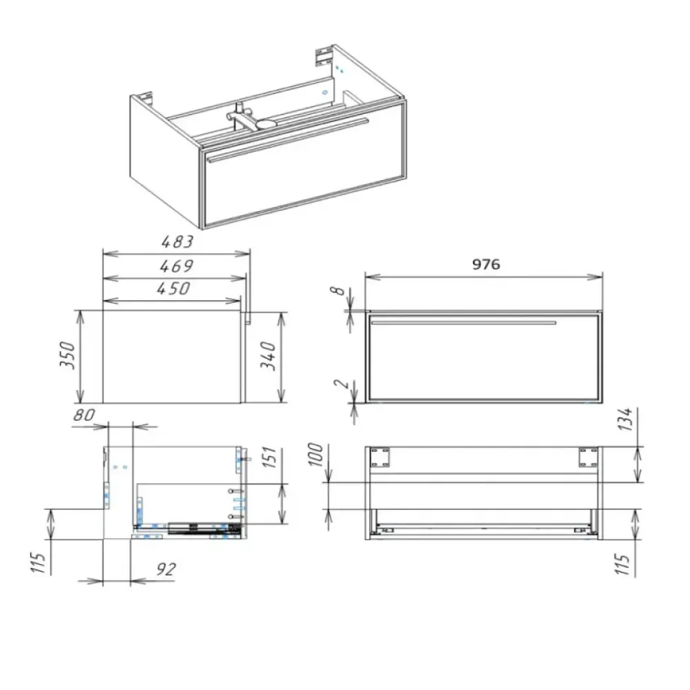 Тумба под раковину подвесная La Fenice Elba FNC-01-ELB-C-100, бежевая