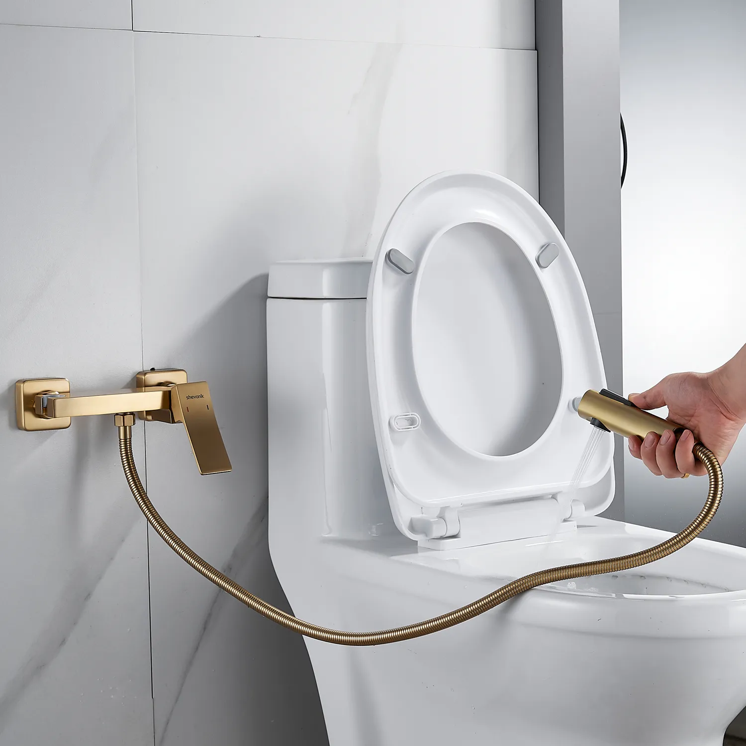 Гигиенический душ со смесителем Shevanik S4005G-1, золотой сатин