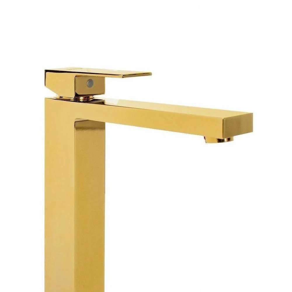 Смеситель для раковины высокий Hansberge H2070GO, золото