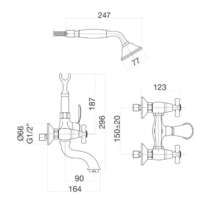 Смеситель для ванны Webert Armony AM720201010(153), золото