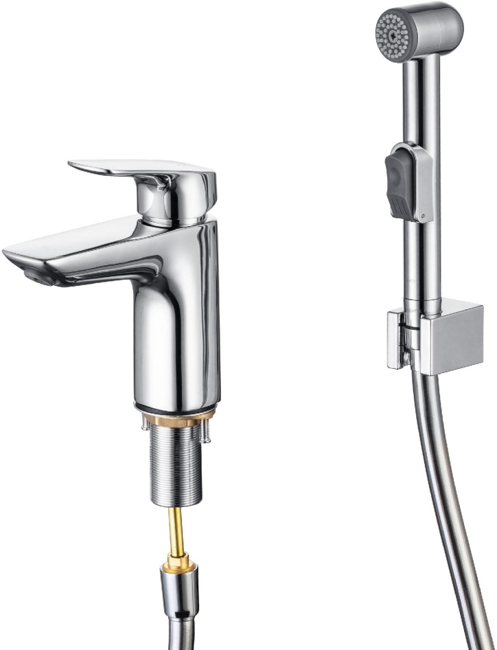 Смеситель для раковины AQUATEK ВЕГА 97 с гигиеническим ручным душем, AQ1012CR