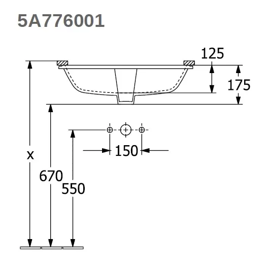 Раковина встраиваемая под столешницу Villeroy & Boch Architectura 570х370 мм (5A776001) (57 см)
