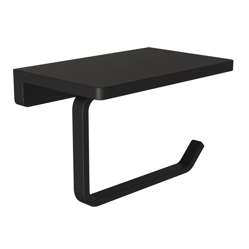 Держатель для туалетной бумаги с полочкой Knotlor PH101BL, черный