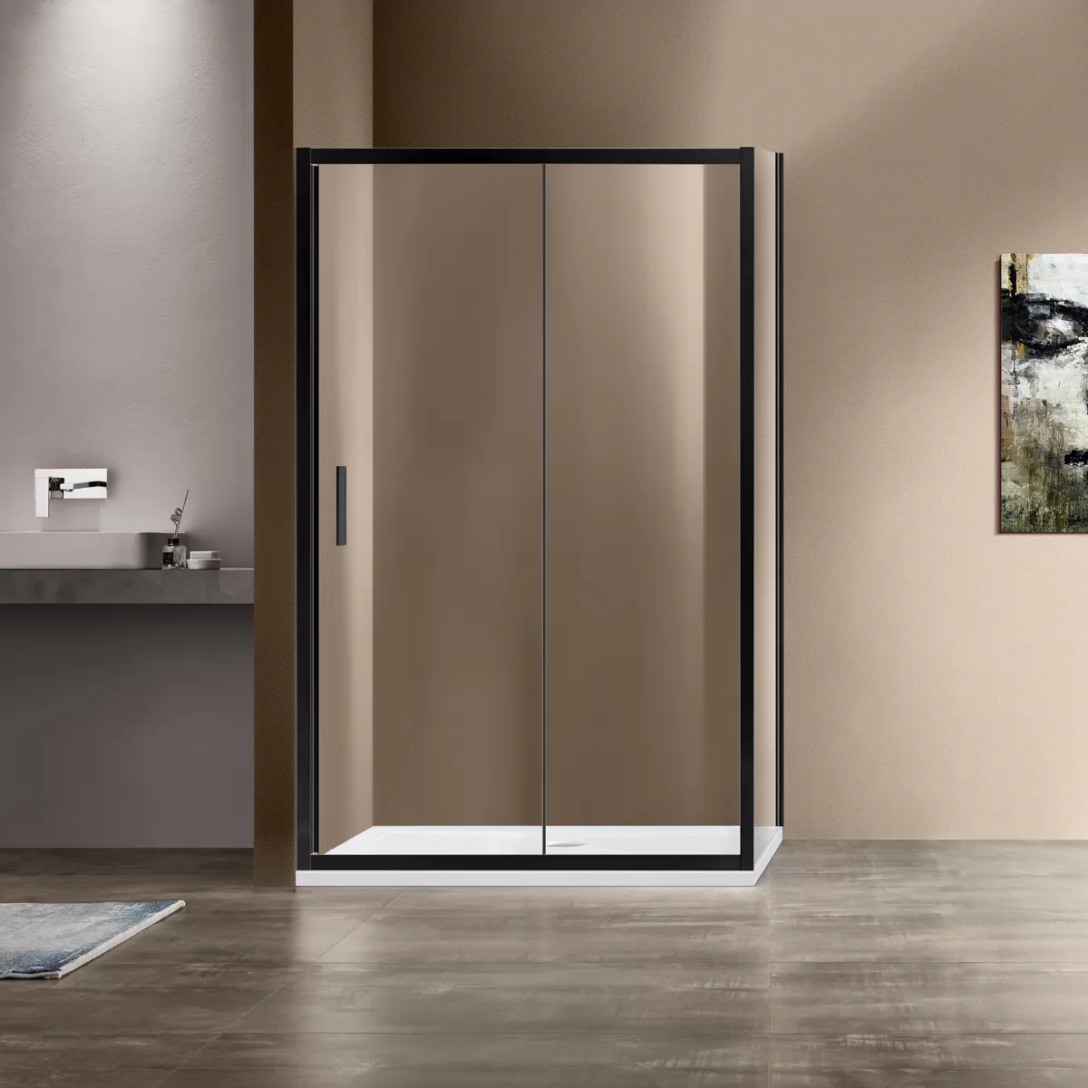 Душевой уголок Vincea Garda (VSR-1G8012CLB) 1200х800 мм, черный, стекло прозрачное
