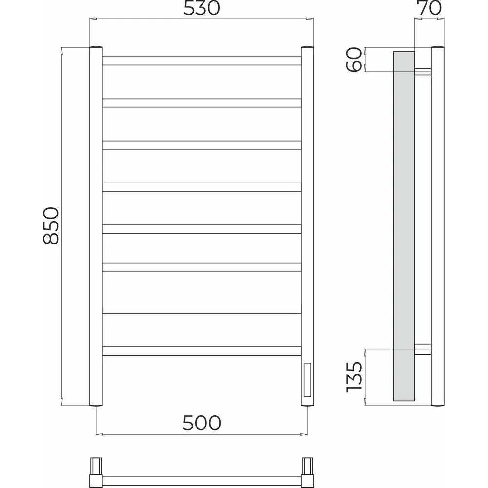 Полотенцесушитель электрический Terminus Ватикан П8 50х85 quick touch, брашированное золото