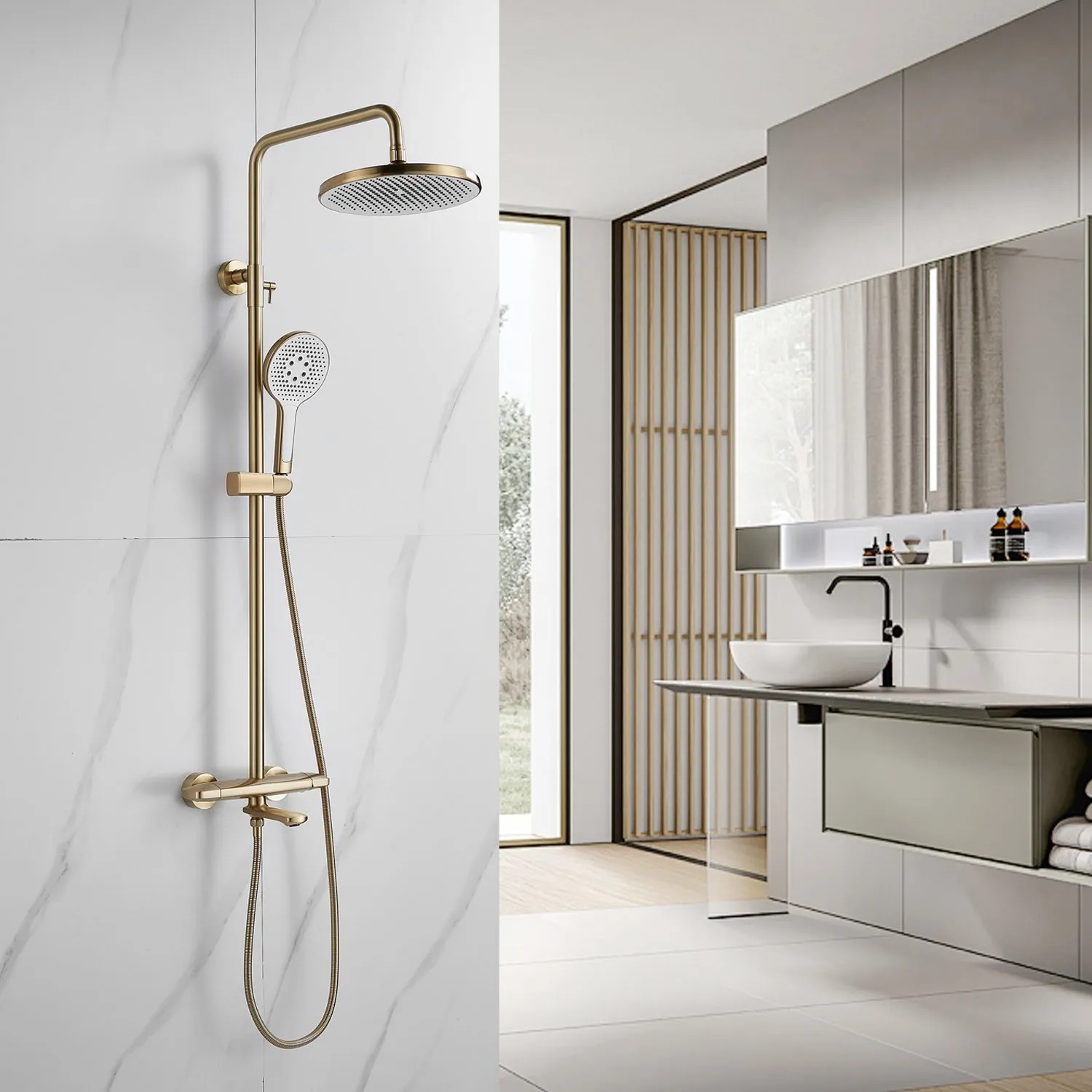 Душевая система Rose R3936G, золотой сатин