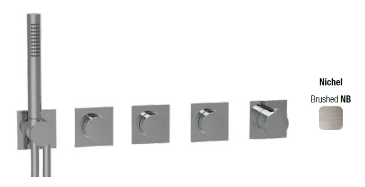 Смеситель для душа Almar Modular Push, на 3 потребителя, Brushed Nickel (E180484.NB)