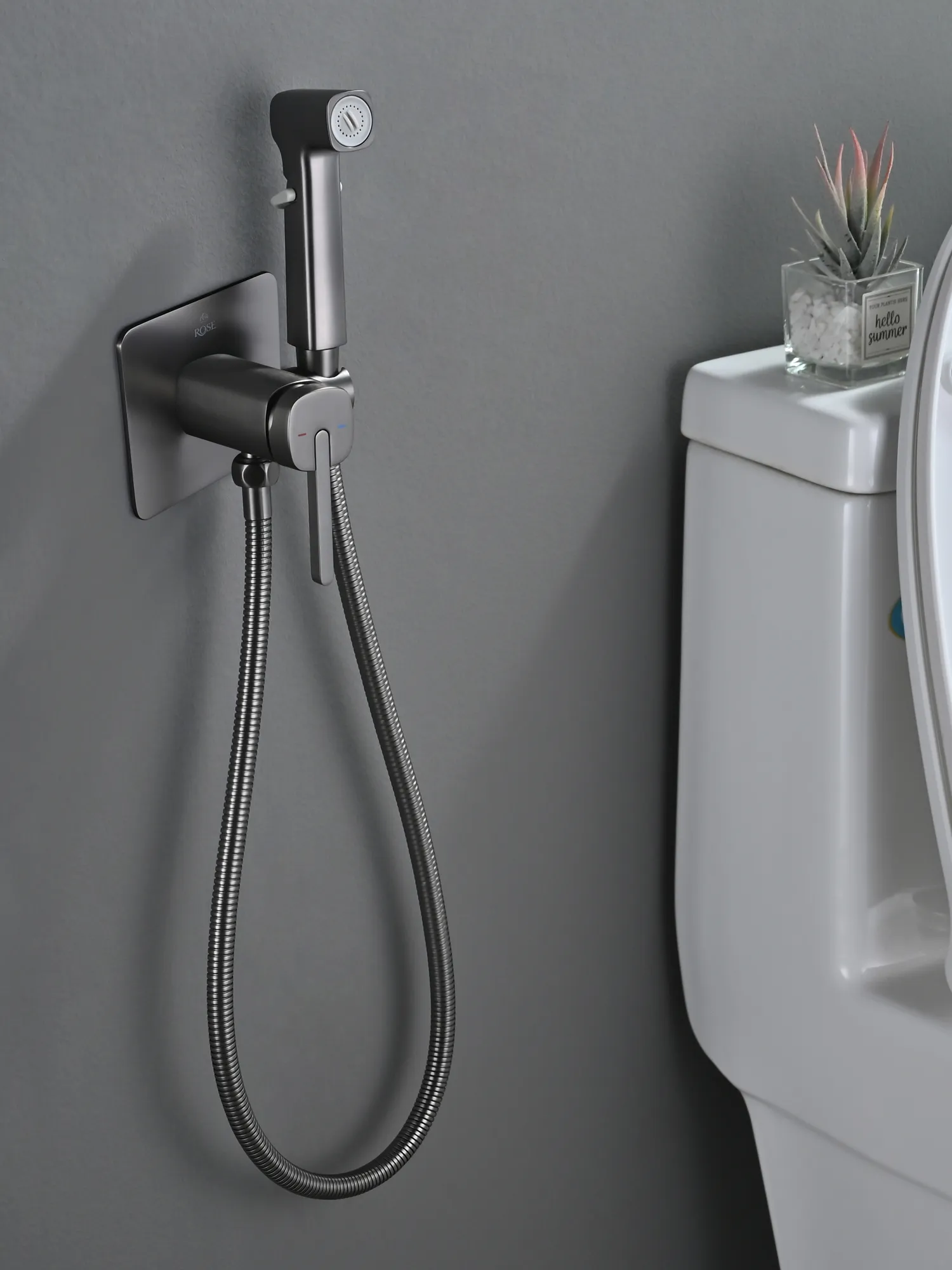 Гигиенический душ со смесителем Rose R245T, оружейная сталь