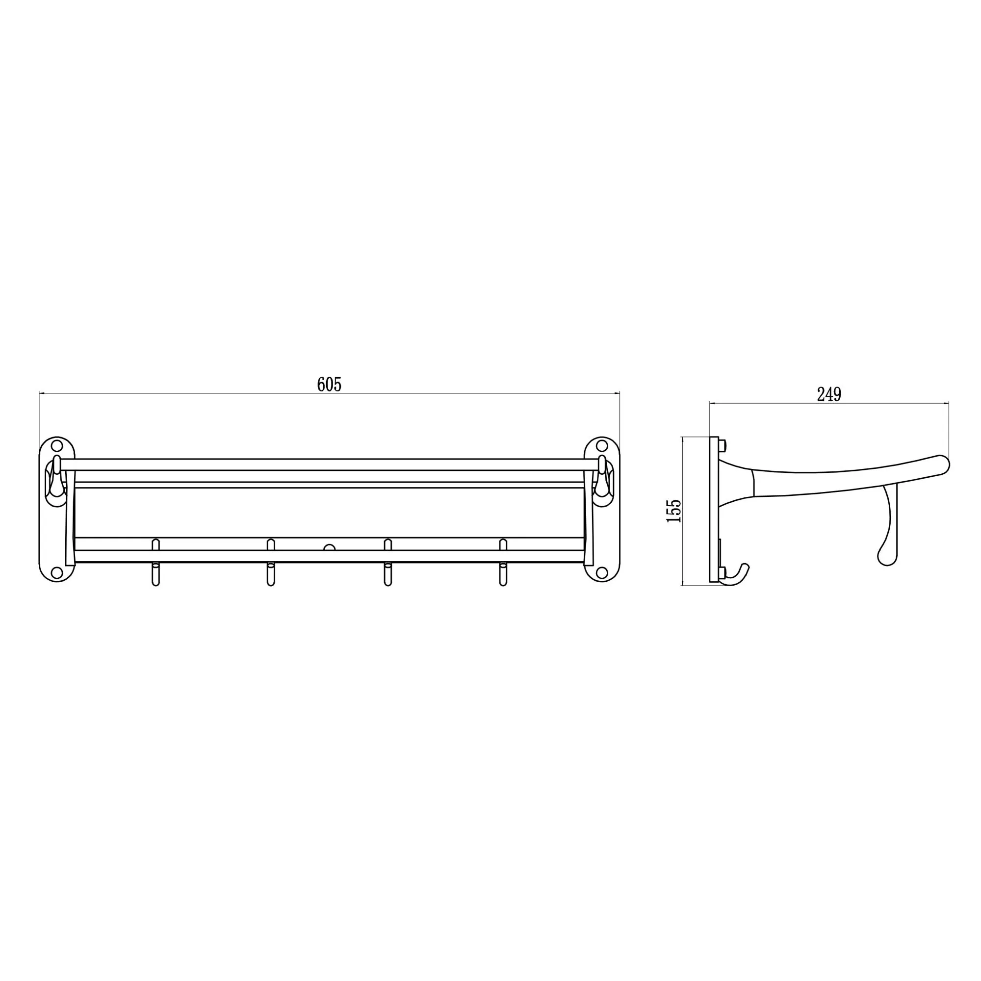 Полка для полотенец откидная 60 см Savol S-005099H