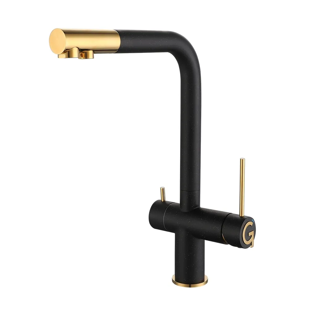 Смеситель для кухни с подключением фильтра Rivelato Lugano 1523513, черный/золото
