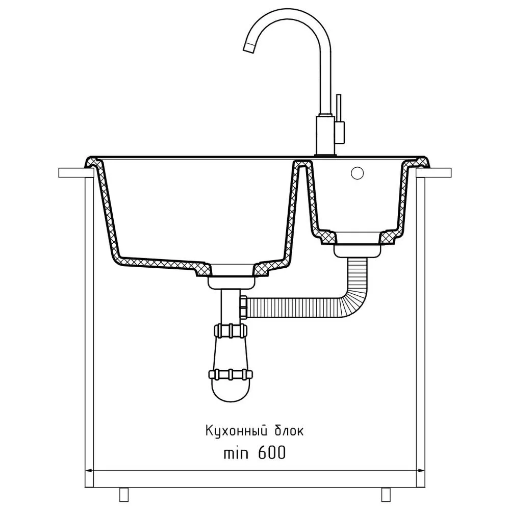 Кухонная мойка GranFest QUARZ 9, белый