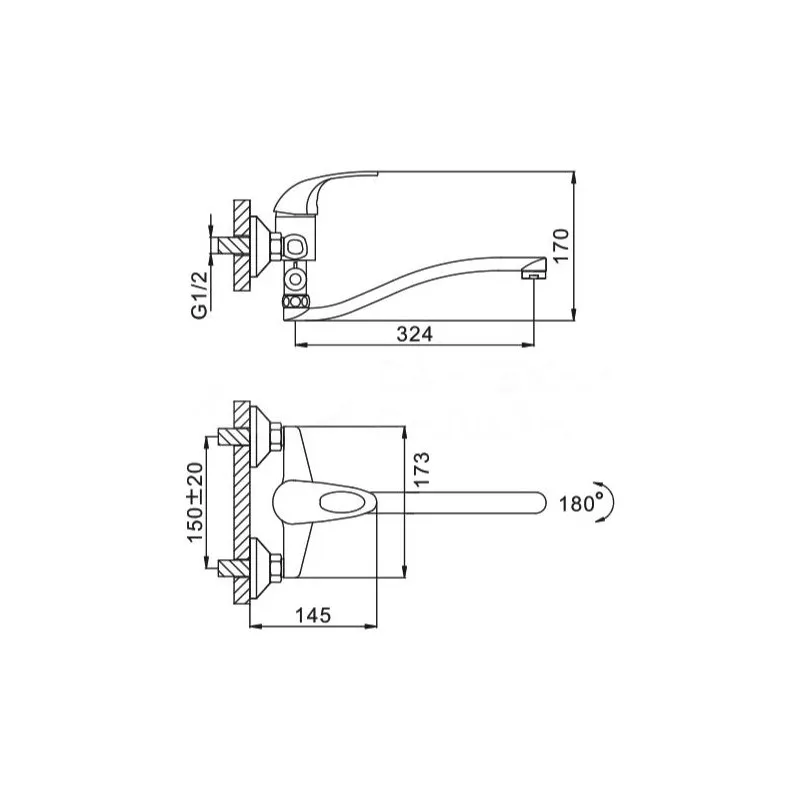 Смеситель для ванны FRAP F2102-B, хром