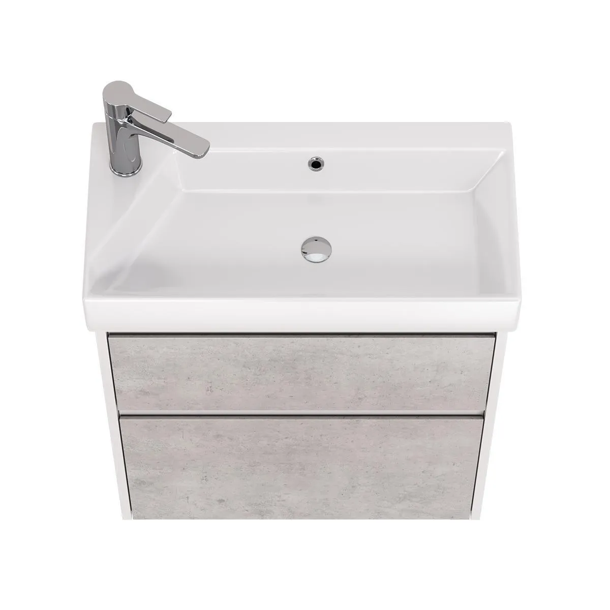 Тумба под раковину подвесная Dreja Slim 65 см, белый/бетон