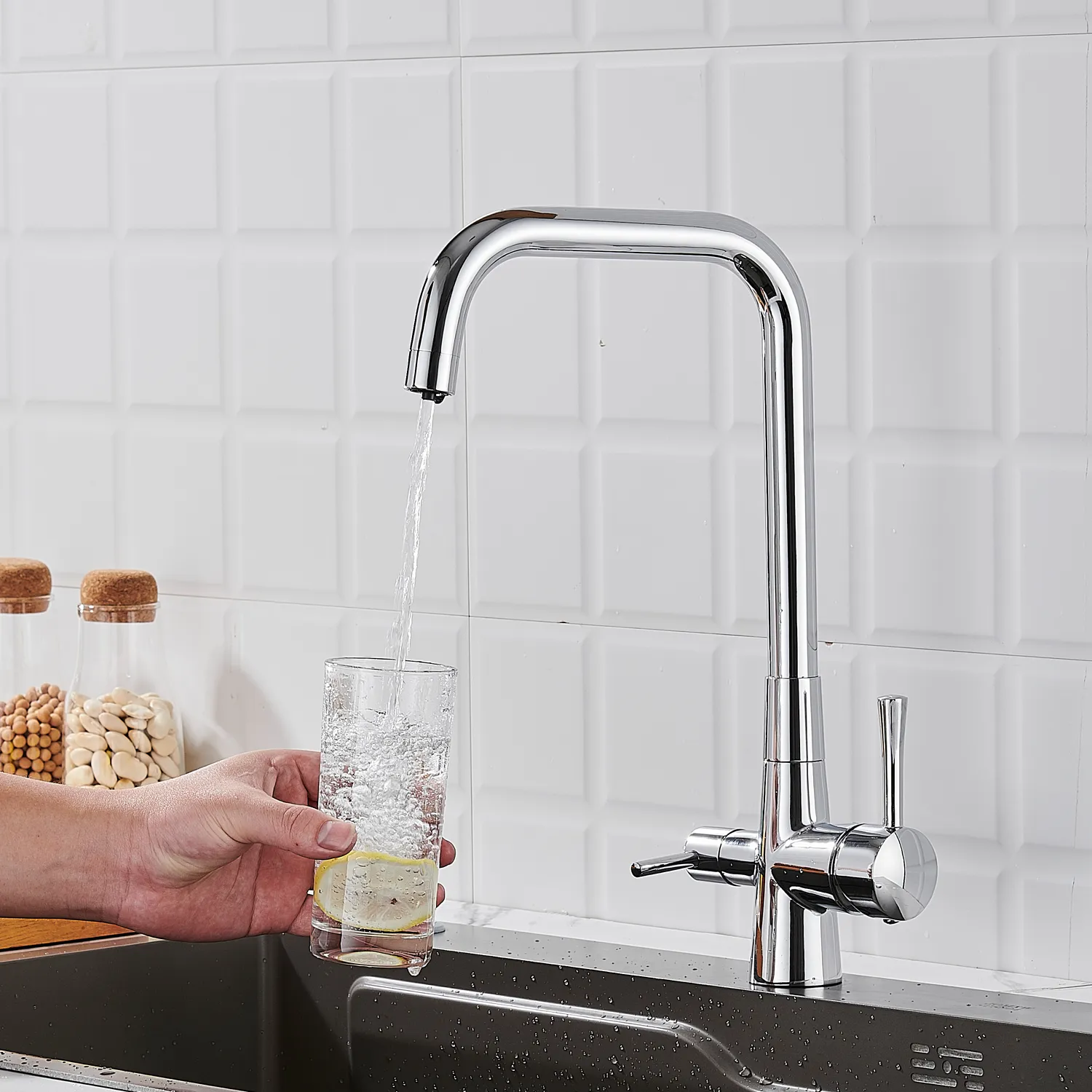 Смеситель для кухни с подключением фильтра Shevanik S528, хром