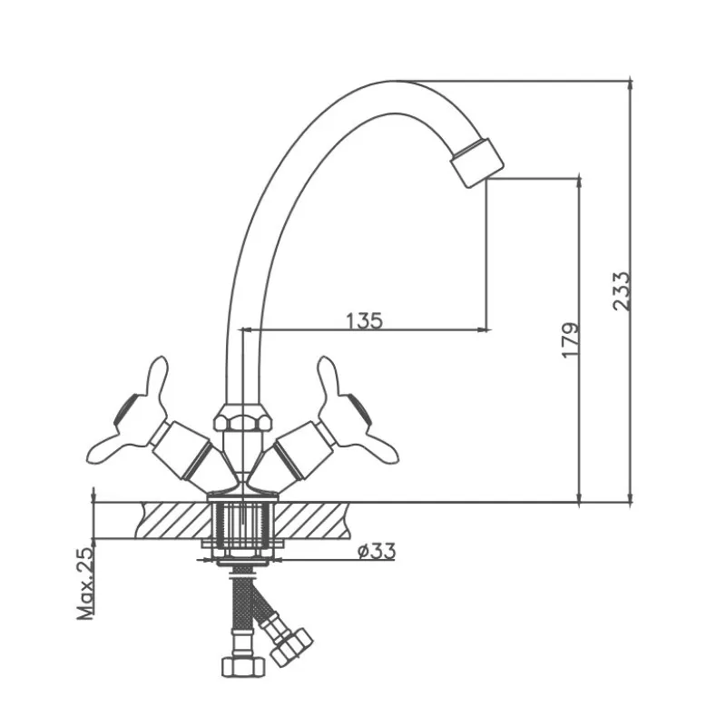 Смеситель для кухни Cron CN4012-2, хром