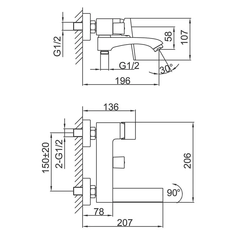 Смеситель для ванны FRAP F3276, хром