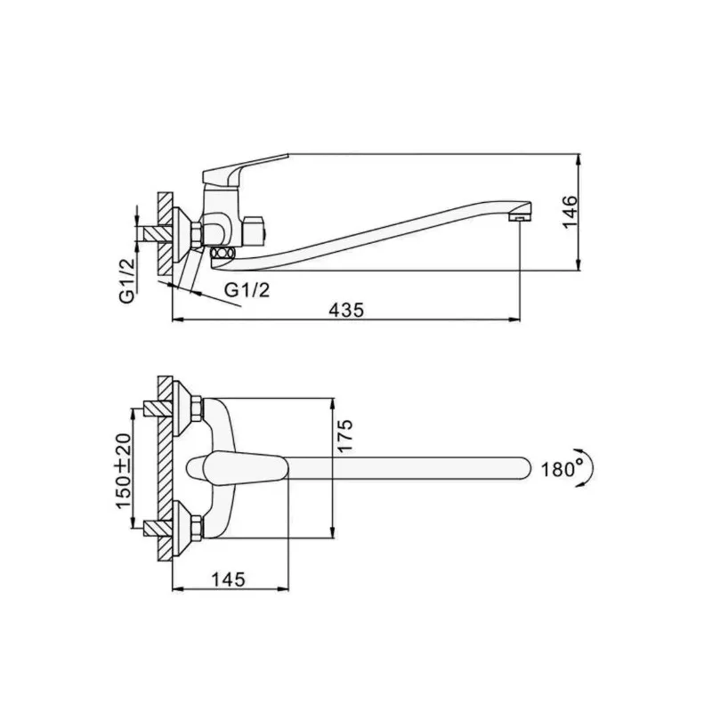 Смеситель для ванны D-Lin D146422-2, хром