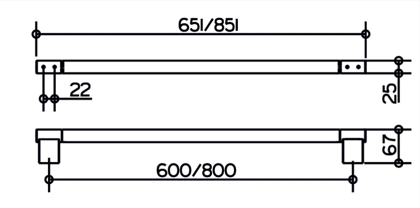 14901370800 PLAN Полотенцедержатель 800 мм, чёрный матовый