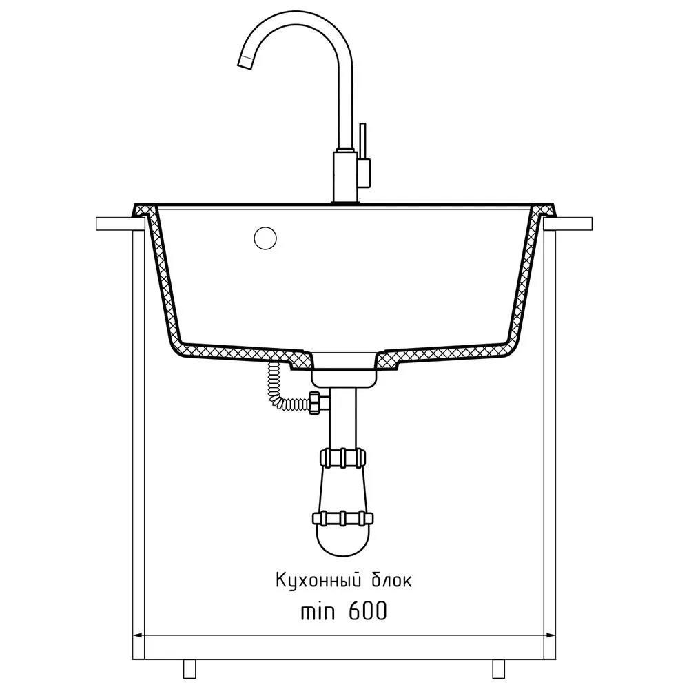 Кухонная мойка GranFest QUADRO 561, черный