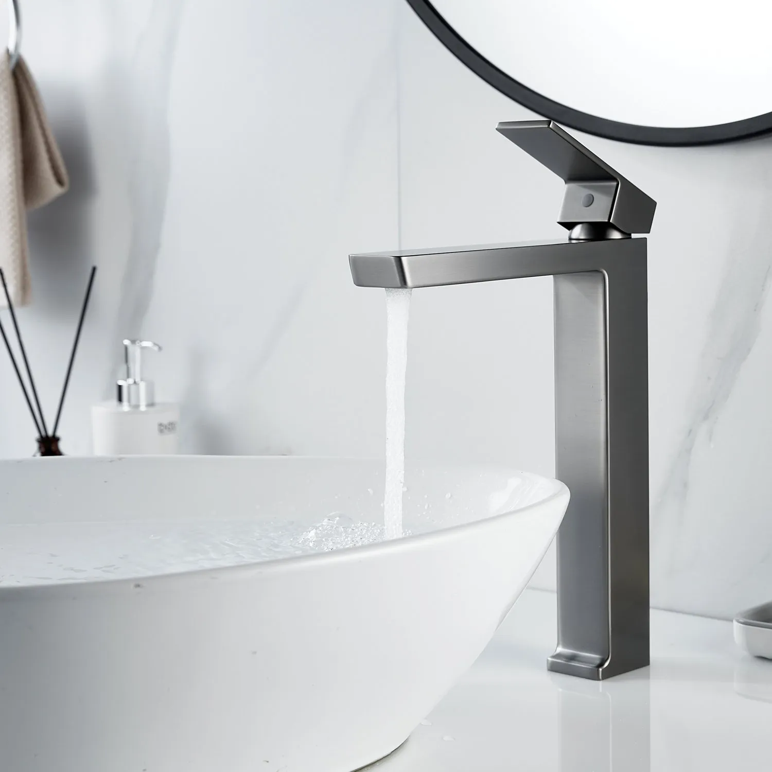 Смеситель для раковины высокий Rose R18T R1811T-1, оружейная сталь