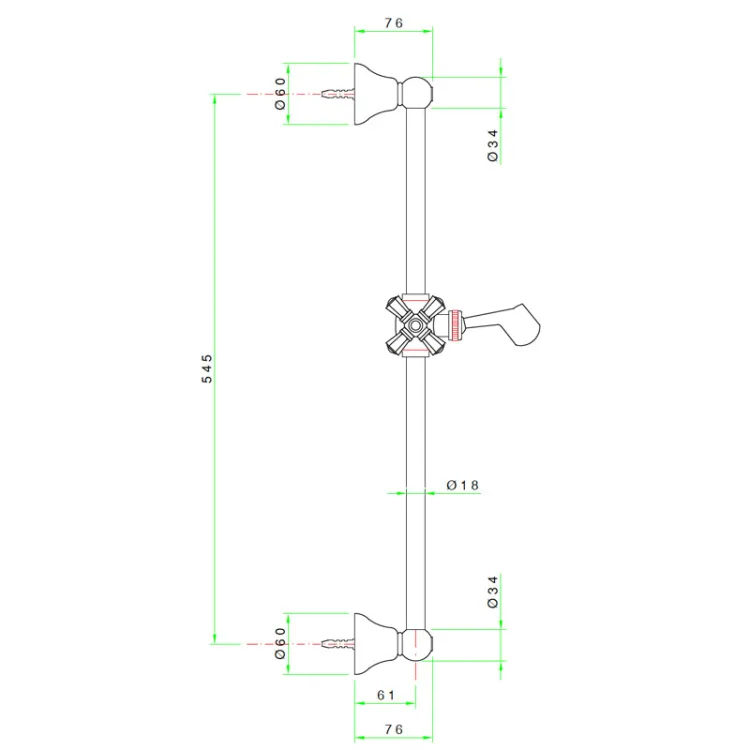 Штанга для душа Nicolazzi Nuova Brenta, 545, бронза (8072 BZ 01)