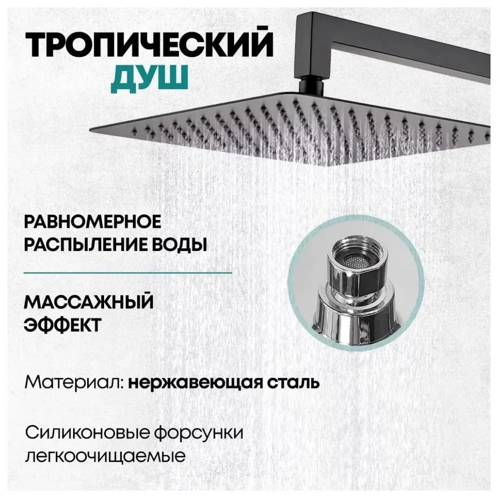 Душевая система встраиваемая (без излива) Grocenberg GB5089BL-3, черный