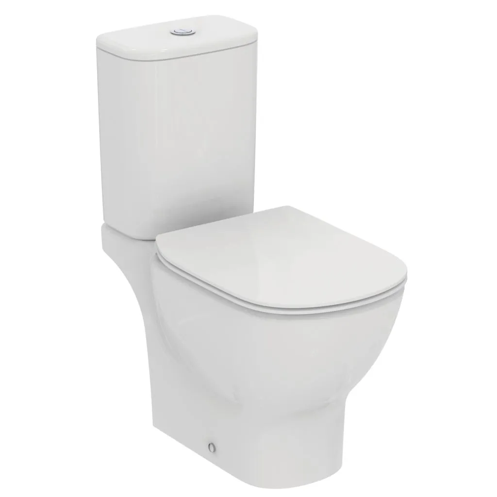 V0006D Промо-комплект 3 в 1 TESI AquaBlade® Напольный пристенный унитаз с бачком , горизонтальный (универсальный) выпуск, глубокий смыв, тонкое крышк