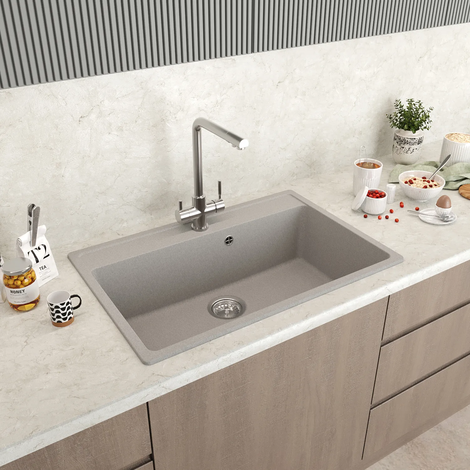Мойка MIXLINE МЛ-ГМ33 (ML-GM33) КОМФОРТ серая (310), 760*510*200мм (558737)