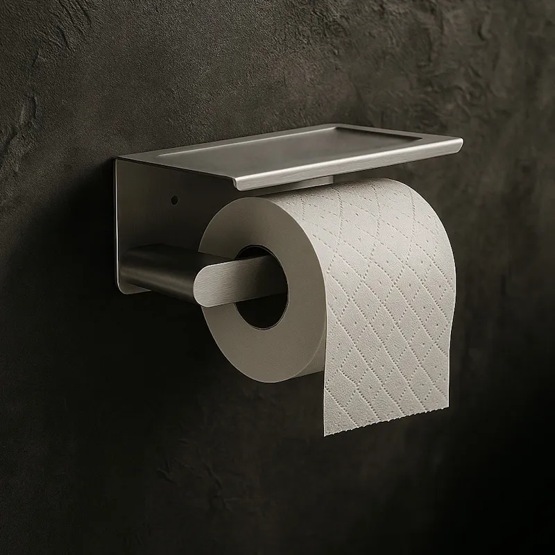 Держатель для туалетной бумаги с полочкой Knotlor PH102BS, сатин