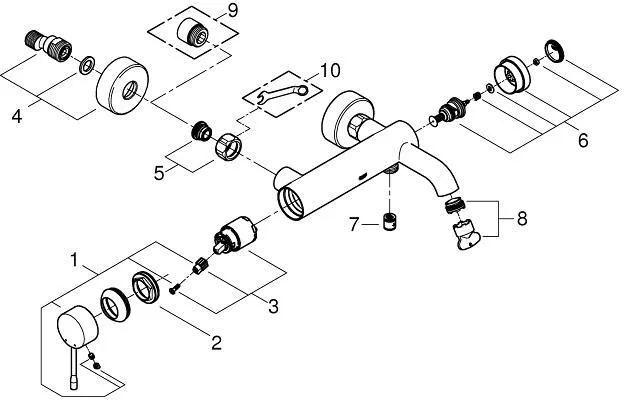 Смеситель для ванны GROHE Essence New с изливом, хром (арт. 33624001)