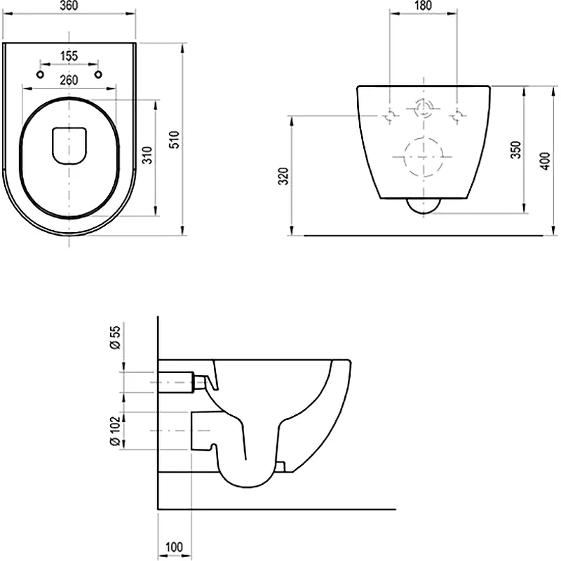 Унитаз подвесной Uni Chrome RimOFF (безободковый) ЧЕРНЫЙ