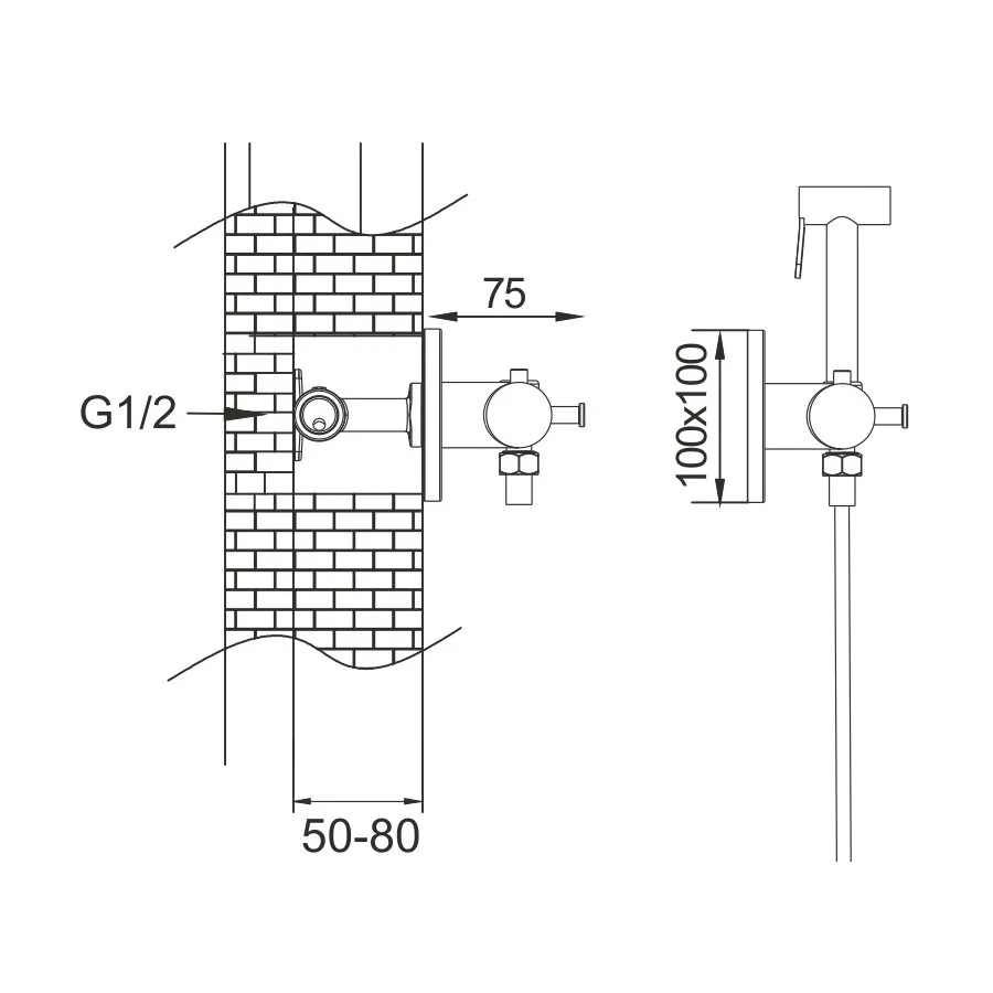 Гигиенический душ с термостатом Rose R915G, золотой сатин