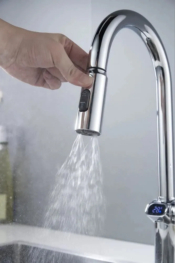 Смеситель для кухни с индикатором температуры Knotlor KN-100, хром