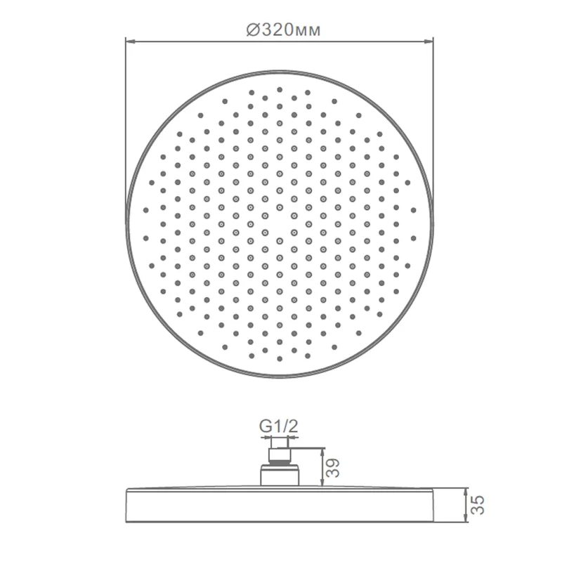 Лейка верхняя Raglo R452.09.09 для душа ∅320мм 1 режим круглая пластик/силикон, графит