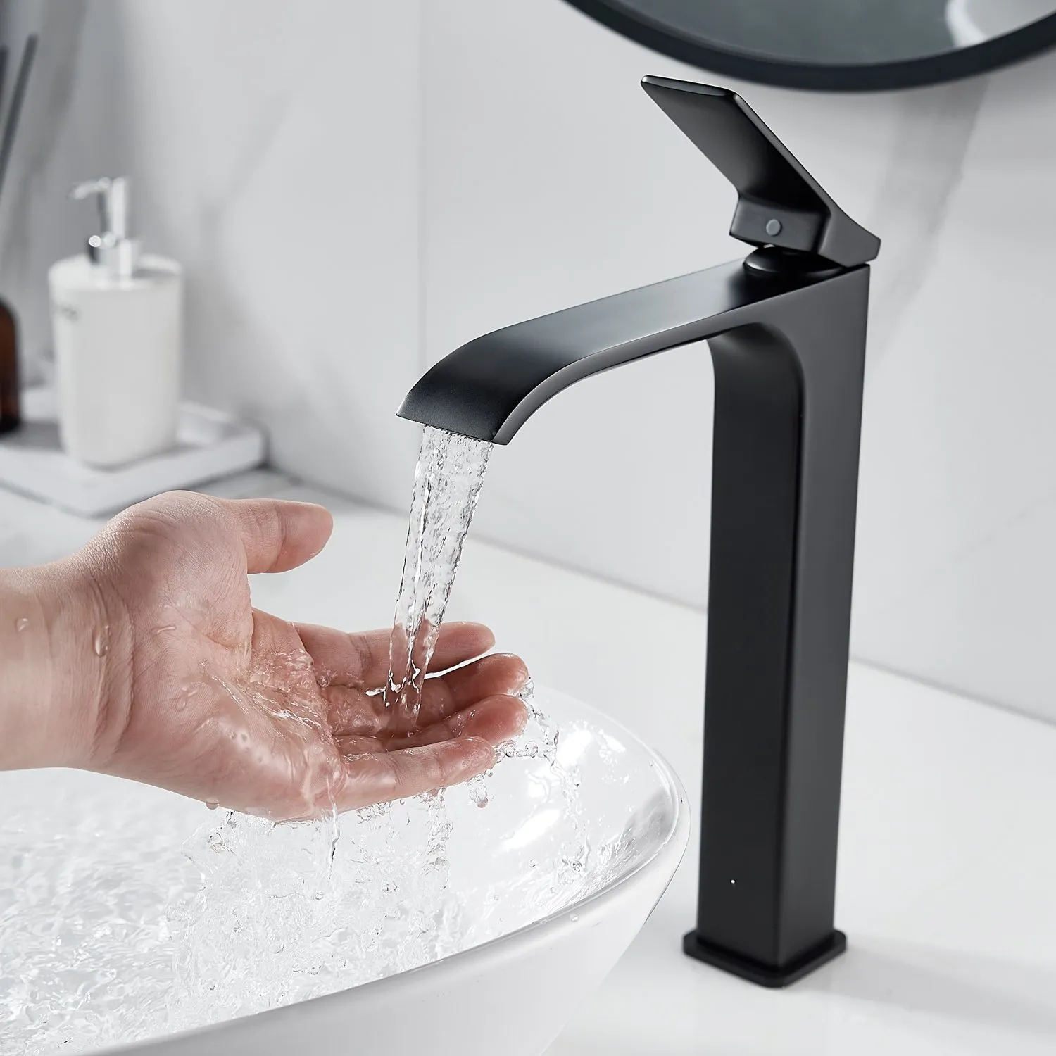 Смеситель для раковины высокий Shevanik S4011H, черный