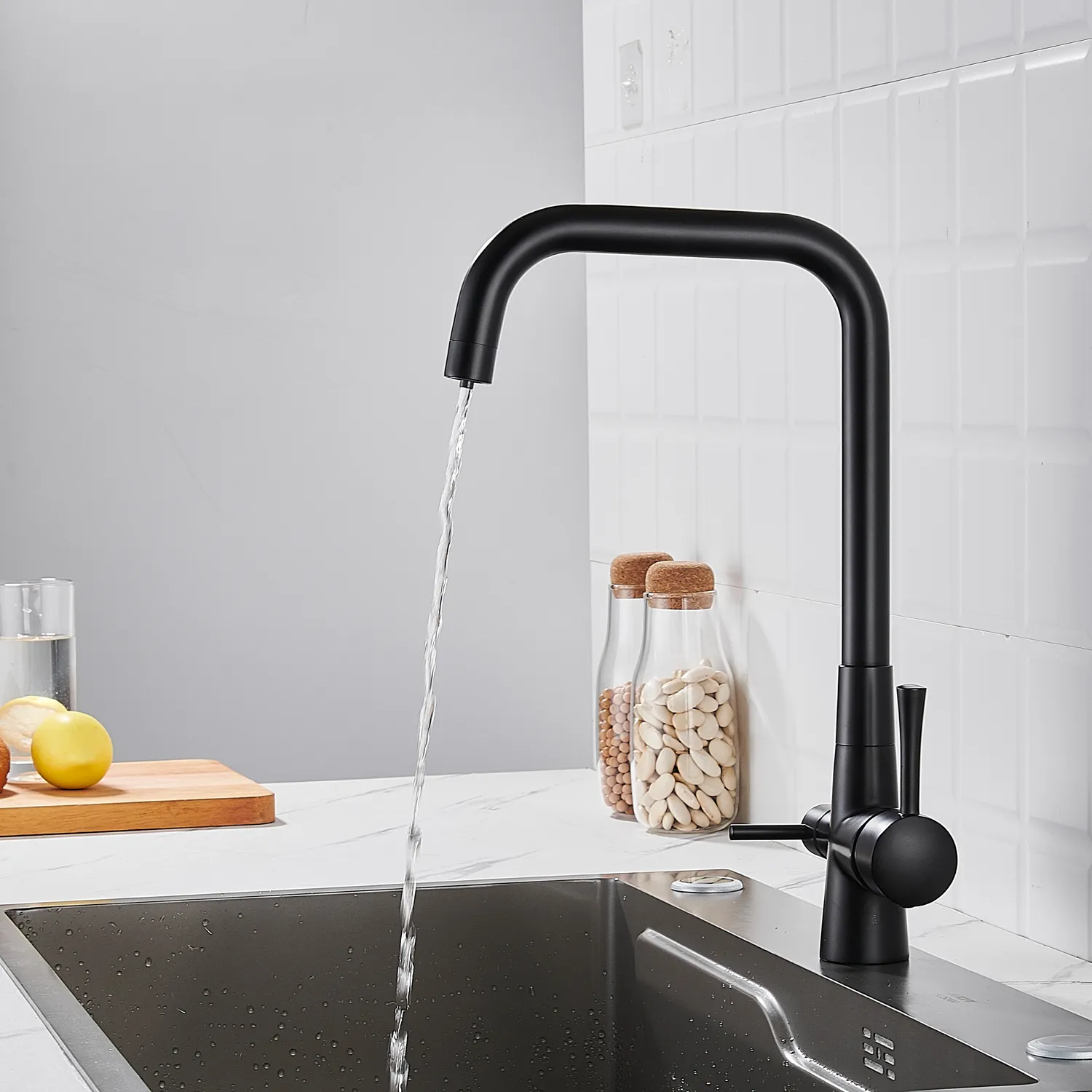 Смеситель для кухни с подключением фильтра Shevanik S528H, черный